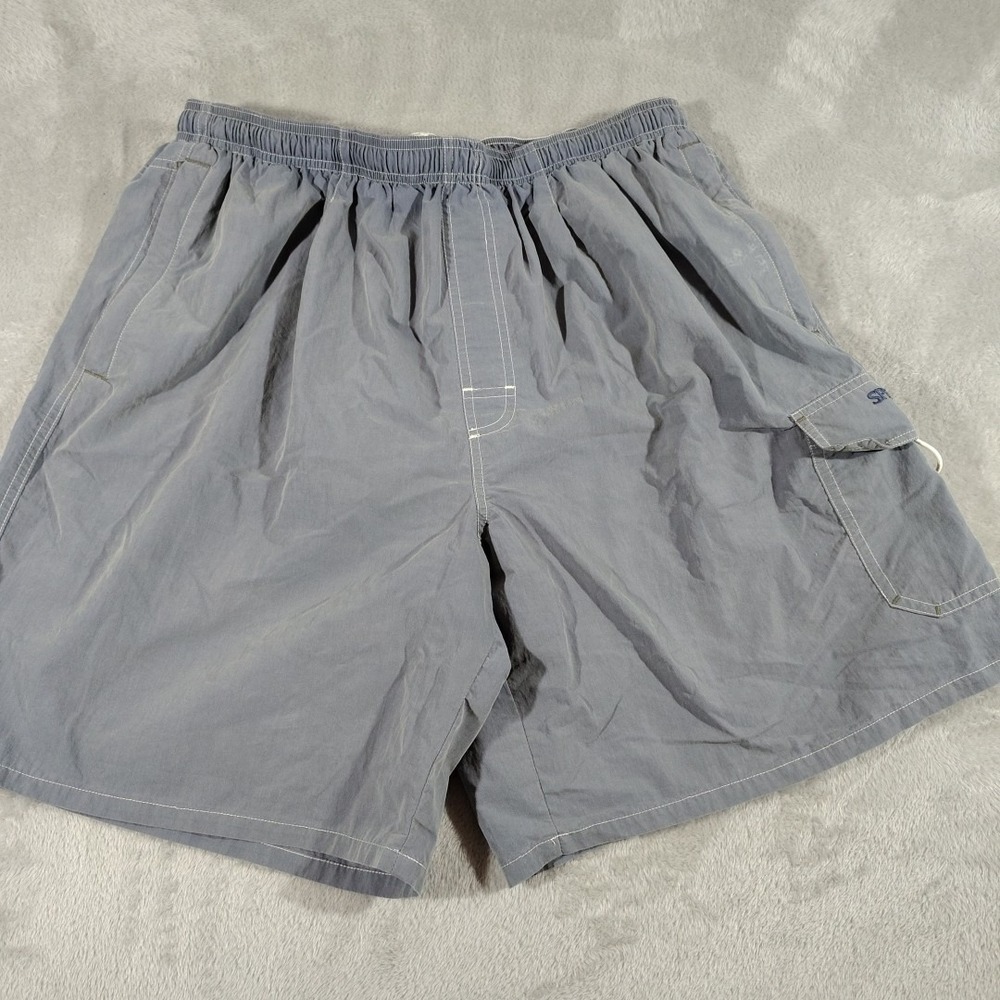 Speedo Swim Trunks Men 32/8 Blueish Gray Lined Beach Surfing Volleyball Pockets